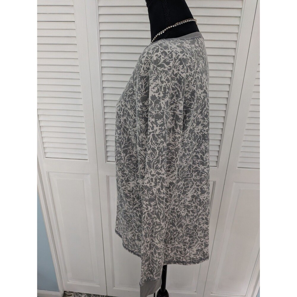 Eddie Bauer Outdoor Top Womens 2XL French Terry Sweatshirt Cool Grey Floral Norm - Picture 8 of 13